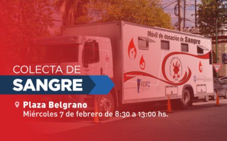 Hoy se recibirán donaciones de sangre en la plaza Belgrano