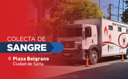 Hoy se realizará una colecta de sangre en la Plaza Belgrano